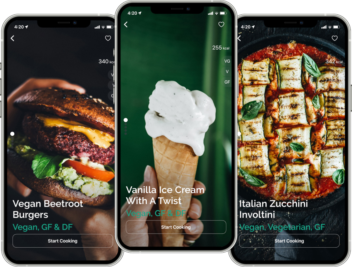 Greeny app — vibrant gourmet recipes for every taste.